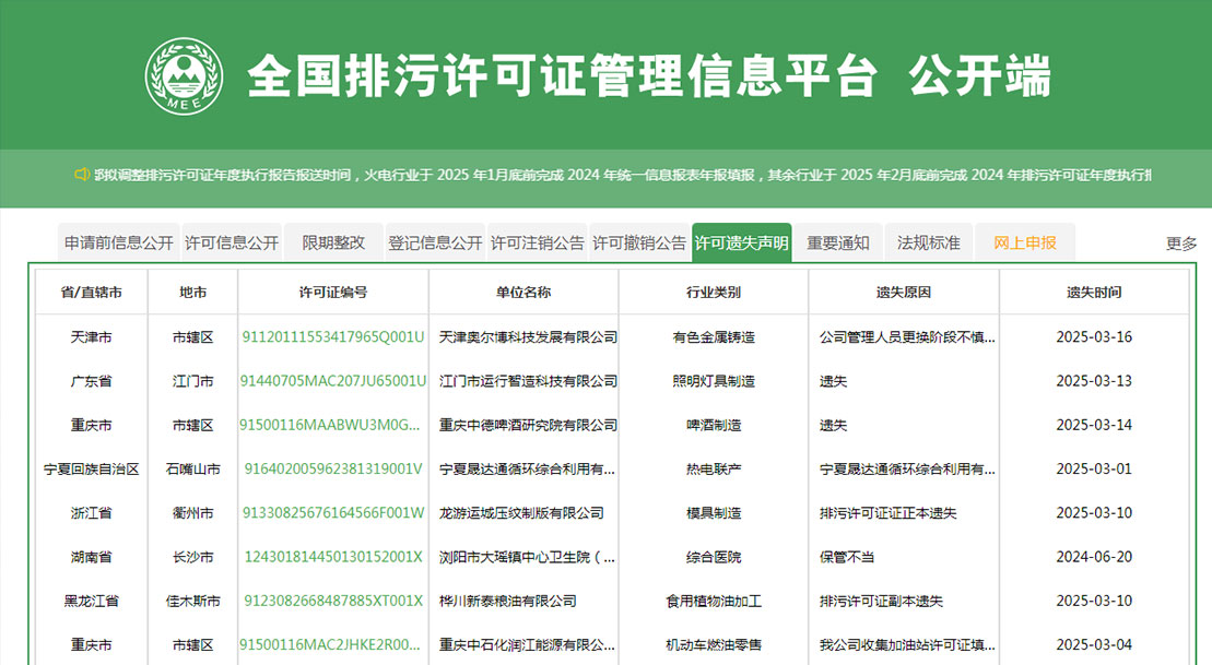 全國(guó)排污許可證管理信息平臺(tái)